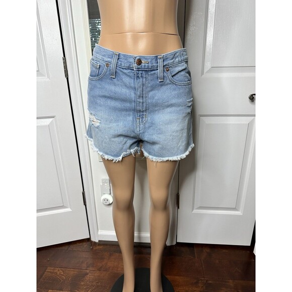 Madewell Size 30 Womens Blue 100% Cotton Stretch Pockets Denim Mom Shorts - Picture 2 of 10